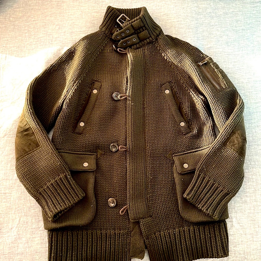 Rare, Vintage Ralph Lauren THICK Sweater. Lots of handsome hardware & features!